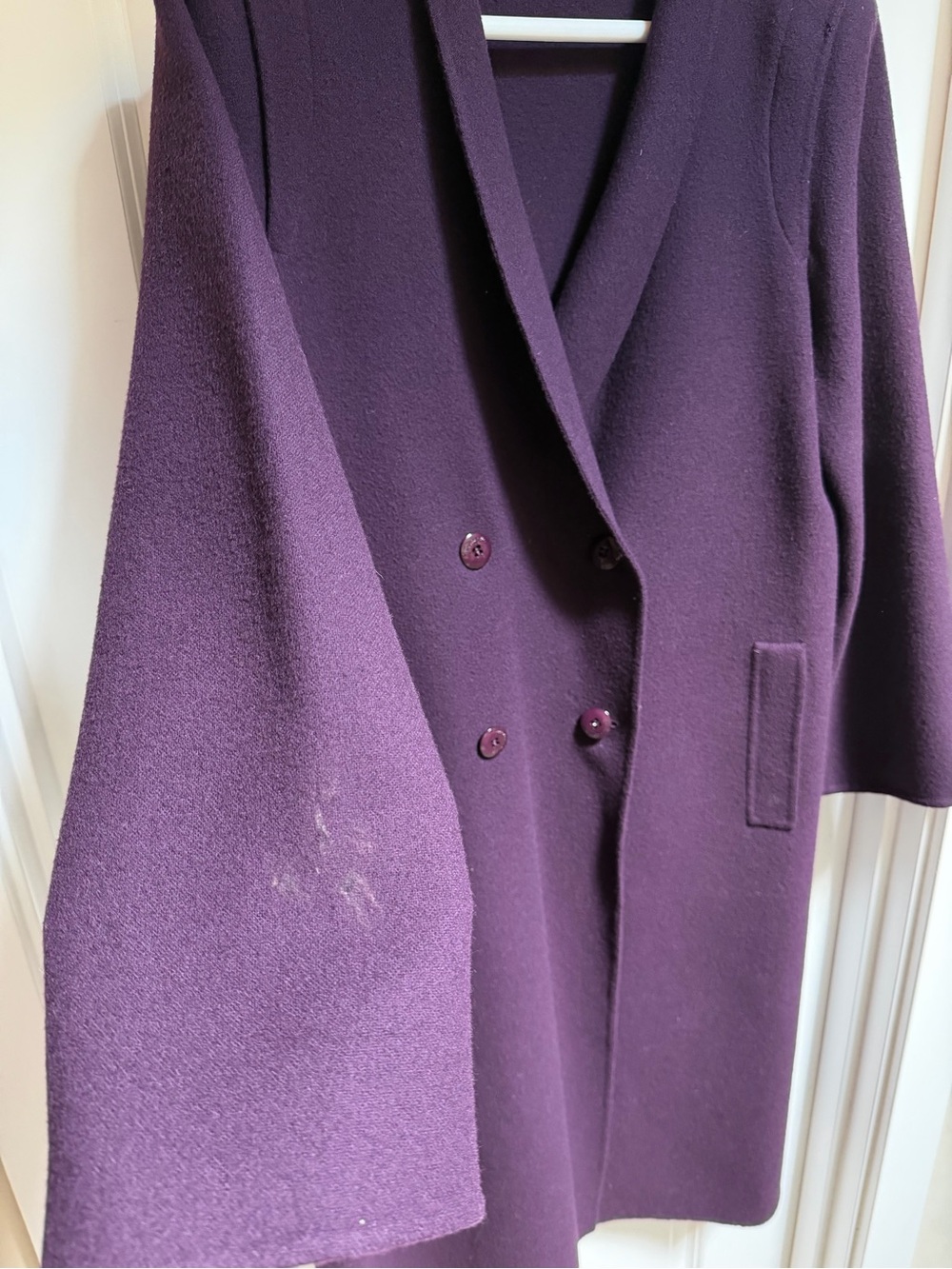 Vintage Salvatore Ferragamo Purple Wool Double Breasted Coat Made In Italy Sz 10 - Picture 4 of 13